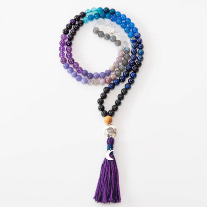 Mala Kette aus Amethyst, Mondstein & Lapis Lazuli: Moon Child