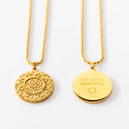 Kette mit Anhänger Mandala | vergoldet | I am safe & supported