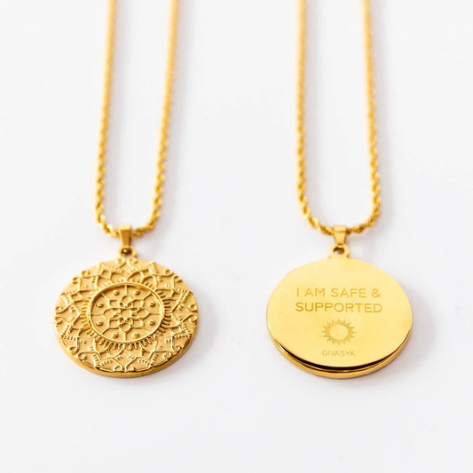 Kette mit Anhänger Mandala | vergoldet | I am safe & supported