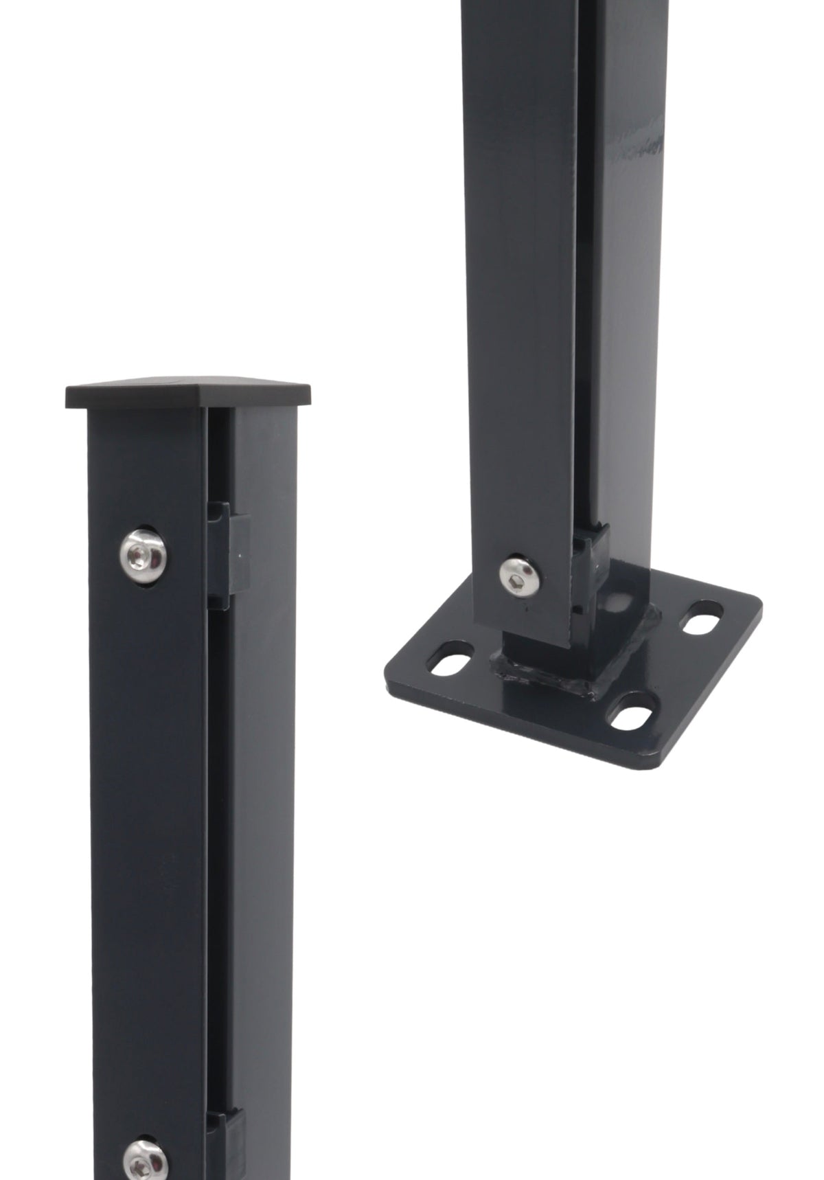 Zaunpfosten 60 x 40 mm | Anthrazit RAL 7016 | Aufschrauben mit Bodenplatte