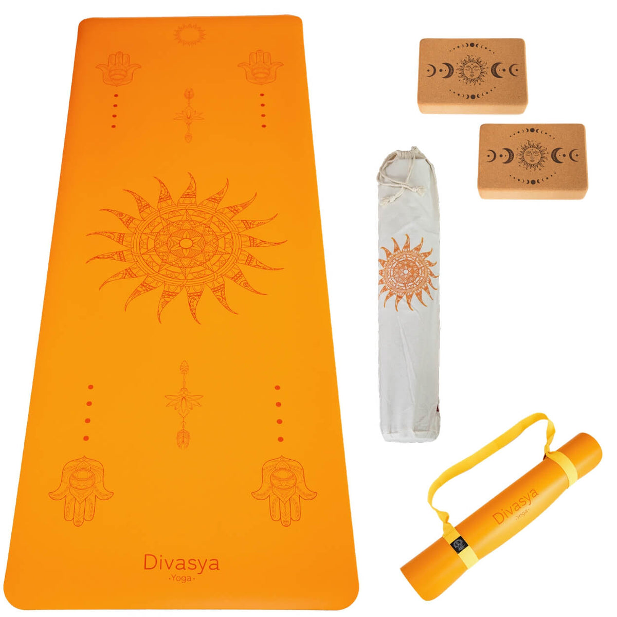 Yoga Set STARTER: PU-Yogamatte mit 2x Yogablock, Tragegurt, Schutzhülle