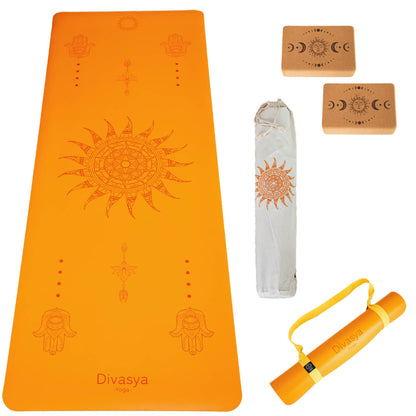 Yoga Set STARTER: PU-Yogamatte mit 2x Yogablock, Tragegurt, Schutzhülle