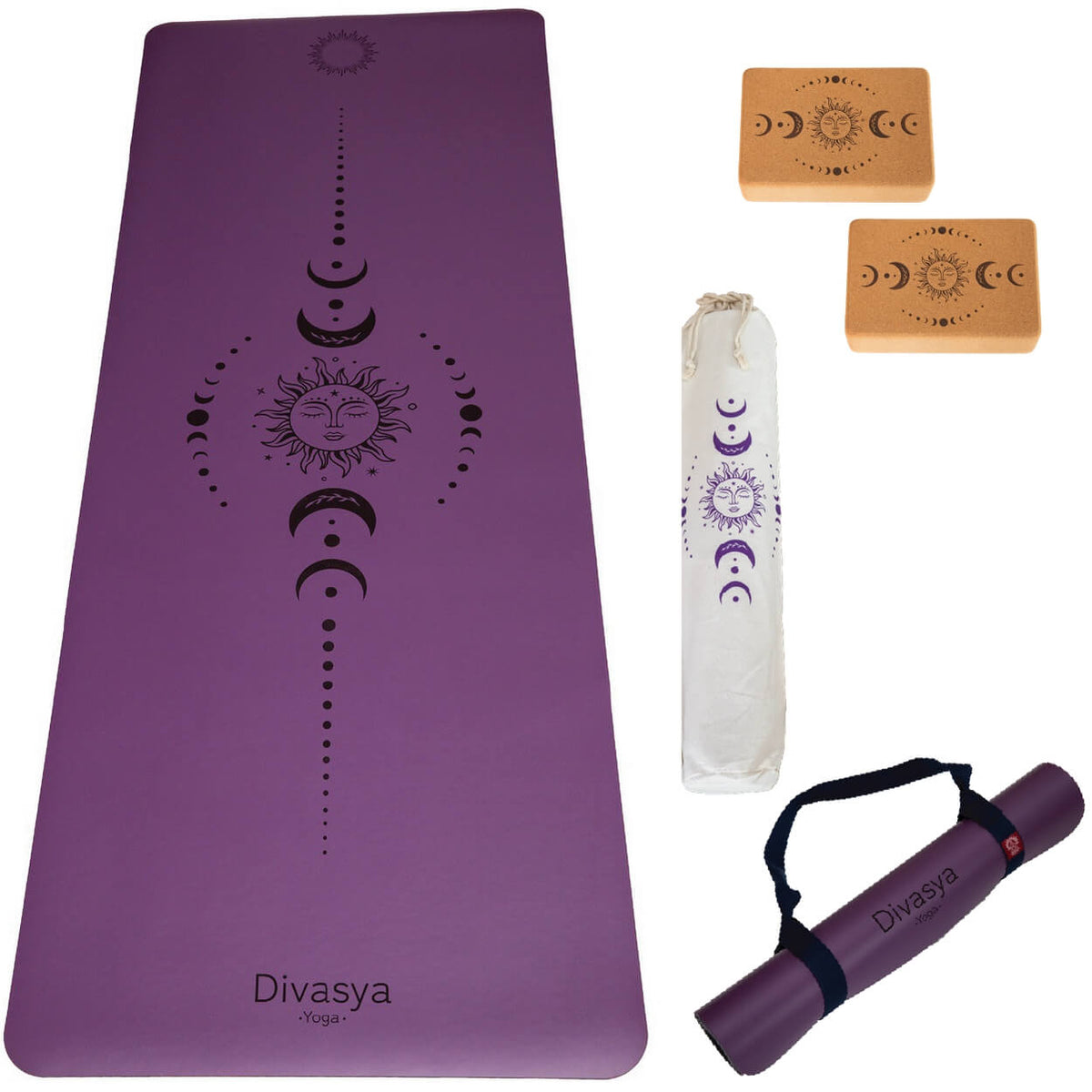 Yoga Set STARTER: PU-Yogamatte mit 2x Yogablock, Tragegurt, Schutzhülle