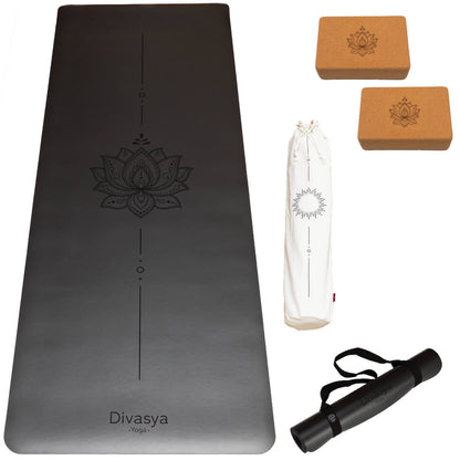Yoga Set STARTER: PU-Yogamatte mit 2x Yogablock, Tragegurt, Schutzhülle