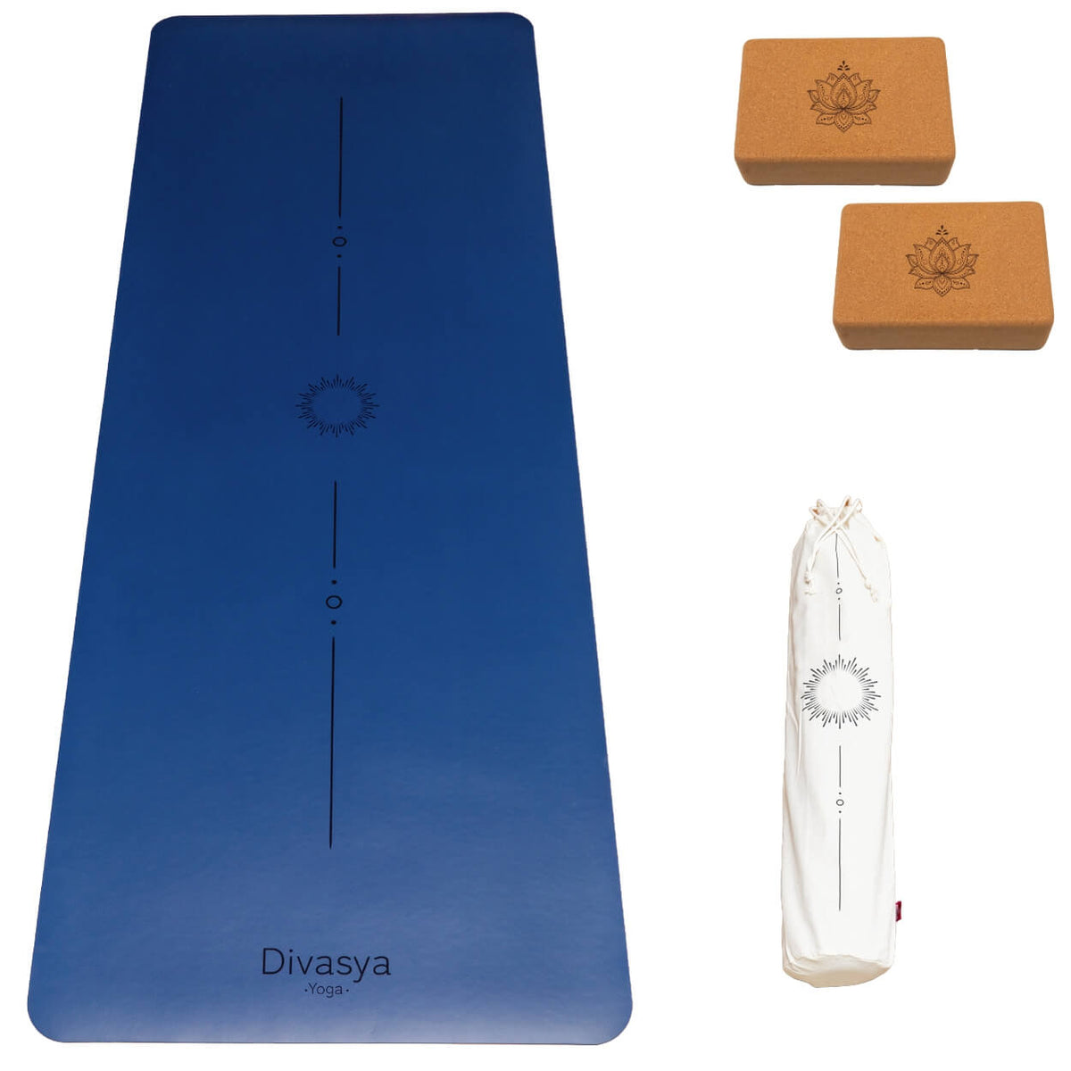 Yoga Set STARTER: PU-Yogamatte mit 2x Yogablock, Tragegurt, Schutzhülle