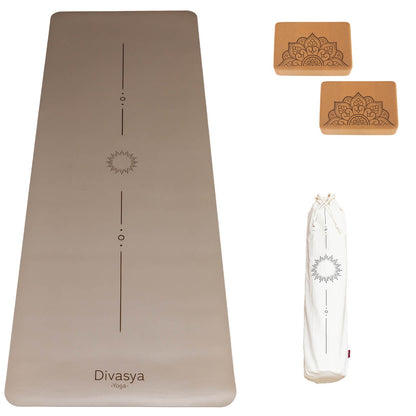 Yoga Set STARTER: PU-Yogamatte mit 2x Yogablock, Tragegurt, Schutzhülle