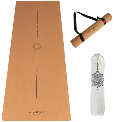 Yogamatte Kork: 100% natürlich | Portugal-Kork & Kautschuk | mit Schutzhülle