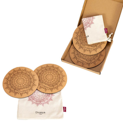 Yoga Set KOMFORT: Kork Yogamatte mit Yoga Knie Pads