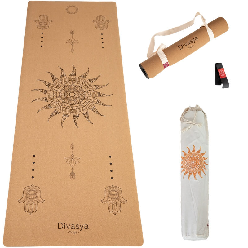 Yoga Set STARTER: Kork Yogamatte mit 2x Yogablock, Tragegurt, Schutzhülle