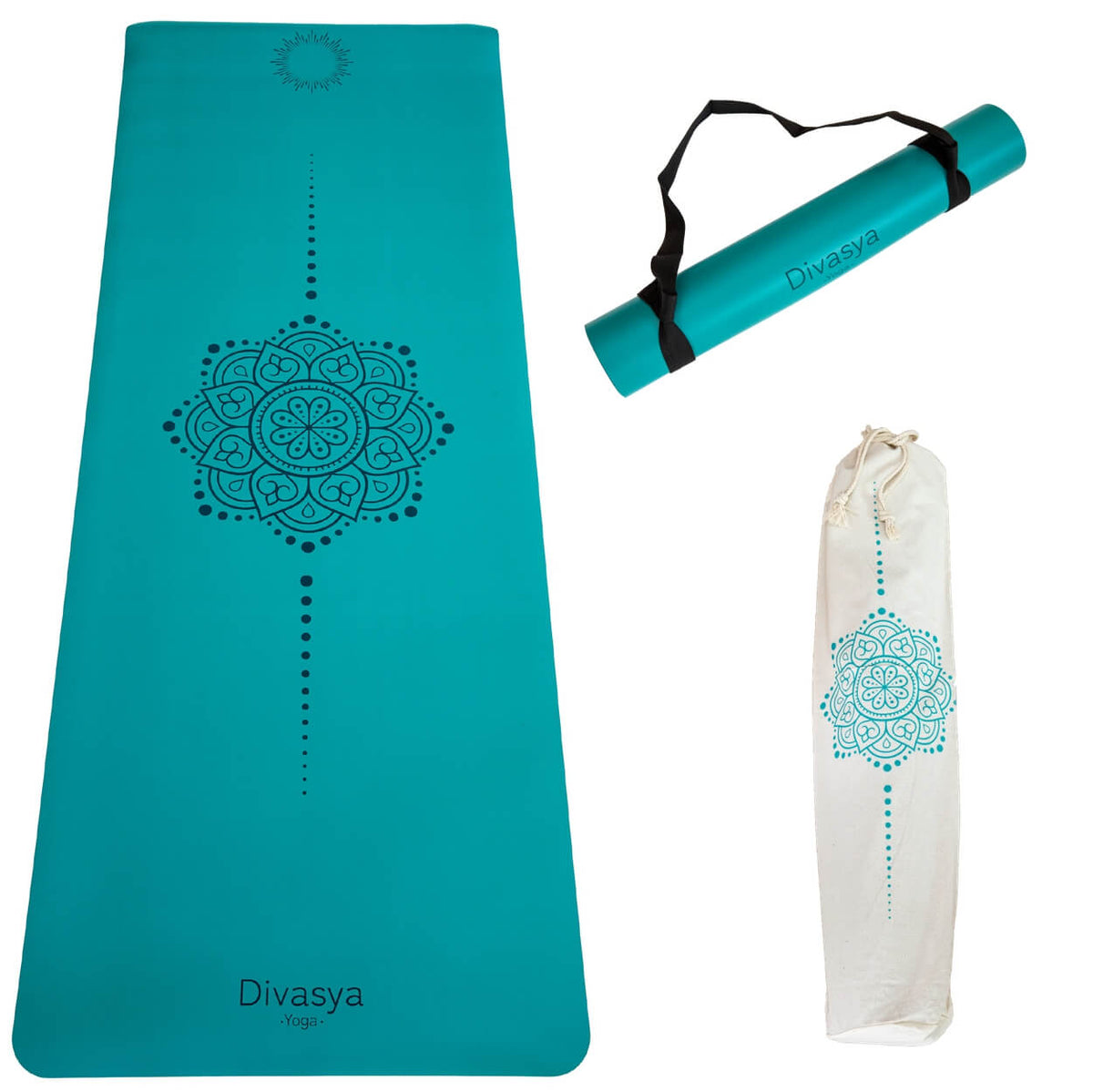Yogamatte rutschfest | Kautschuk | 9 Yoga-Designs | DIVASYA®