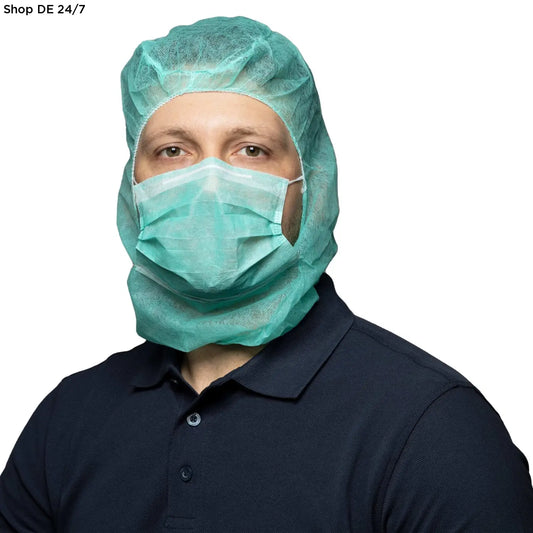 Teal astronautenhaube grün mit mundschutz 2 lagig für zuverlässigen schutz 1000 stück hygienemaske ensemble