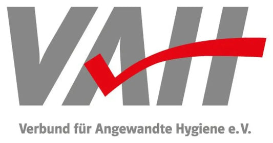 Gray and red vah logo with bold red checkmark on bohrer bad protectasept in 5 x 2 liter for optimale hygiene and zuverlässiger schutz