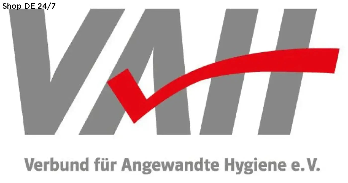 Gray and red vah logo with bold red checkmark on bohrer bad protectasept in 5 x 2 liter for optimale hygiene and zuverlässiger schutz