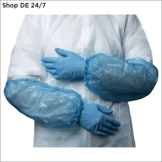 Blaue disposable cpe-armstulpen 20 μ aus deutscher qualität bieten zuverlässiger schutz für hygienische anwendungen