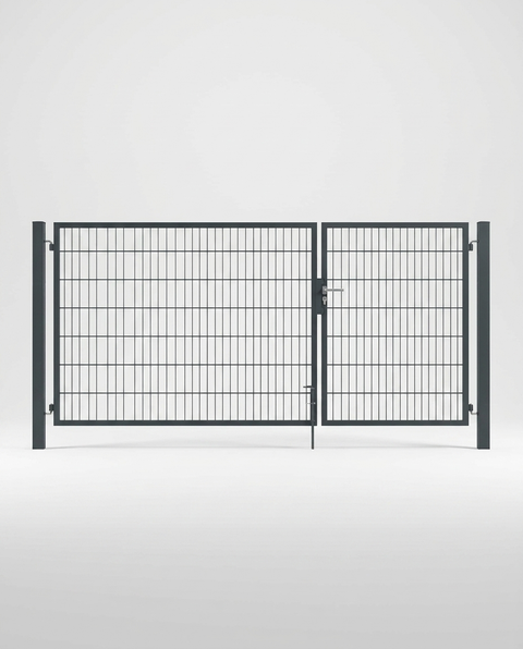 Doppeltor 2-flügelig asymmetrisch | Breite 300 cm | Doppelstab 6/5/6 mm
