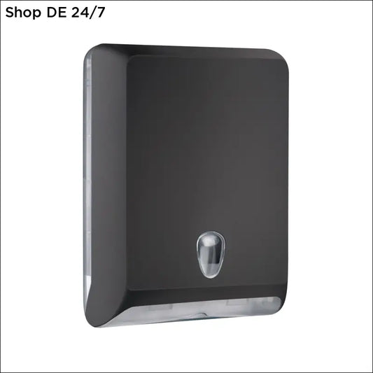 Falthandtuchspender h3 schwarzer kunststoff mit silbernem metallknopf deutsche qualität für zuverlässigen schutz