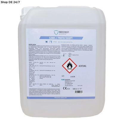 Weiße kunststoffflasche protectasept flächendesinfektion s2005 protecseinfekt schnelle effektive desinfektion 5 liter neutral