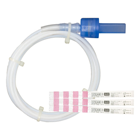 Helix - Test für Dampfsterilisation: Zuverlässige Kontrolle Ihrer Sterilisationsprozesse - Shop DE 24/7NITRAS1 StückWeißHelix - Test für die Dampfsterilisation, Kunststoff, weiß / blau, Papier, weiß, Set bestehend aus einem Prüfkörper und 100 Indikatorstreifen je Packung