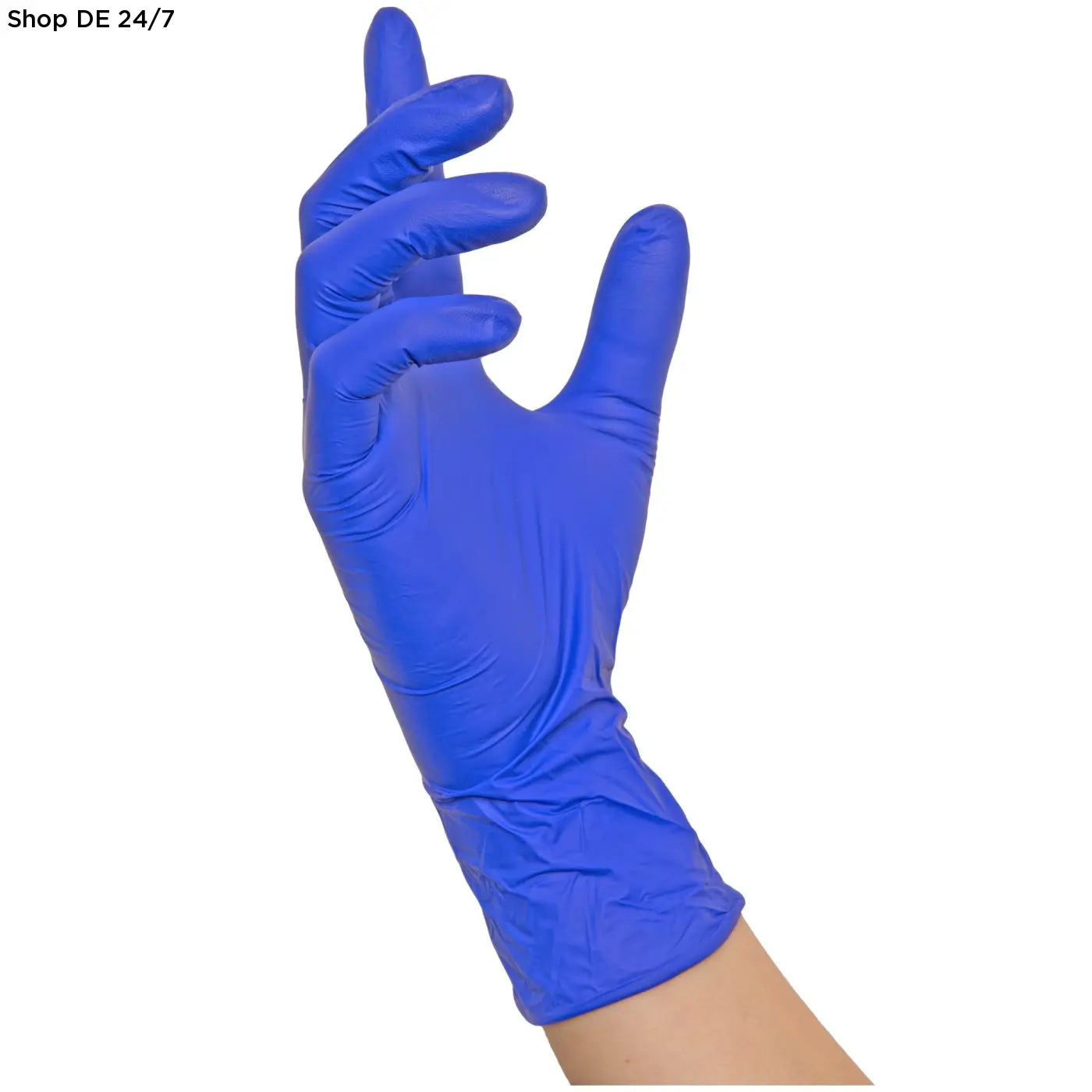 Blauer nitril-einmalhandschuh mit mikrogeraute fingerspitzen von nitras indigo wave für anspruchsvolle umgebungen