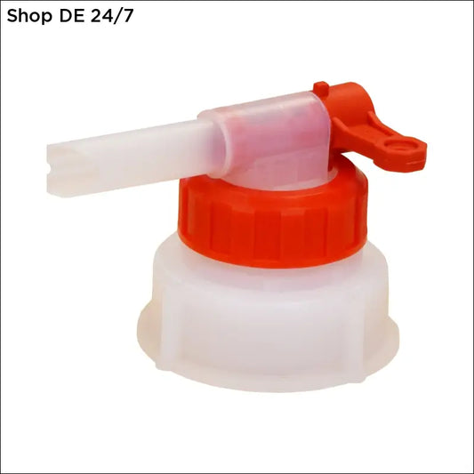 Weißer kunststoff kanister hahn mit orangefarbenem griff und ausguss für präzises abfüllen aus robustem material
