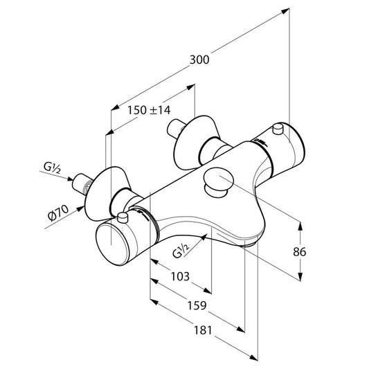 KLUDI "AMBA" Thermostat Wannenfüll- und Brausearmatur (chrom)