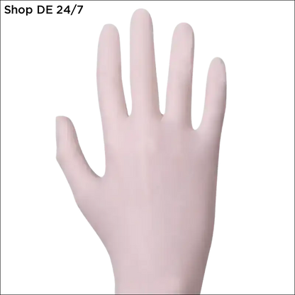 Ein hellrosa latexhandschuh von unigloves safetec® mit glatter textur und sicherem griff für vielseitigen schutz