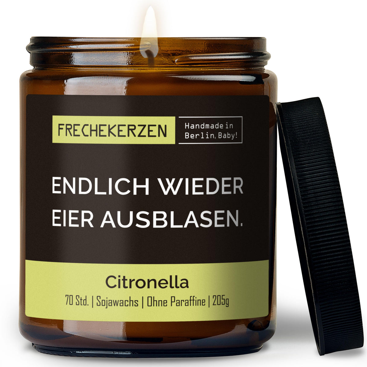 Duftkerze mit Spruch | endlich wieder eier ausblasen.