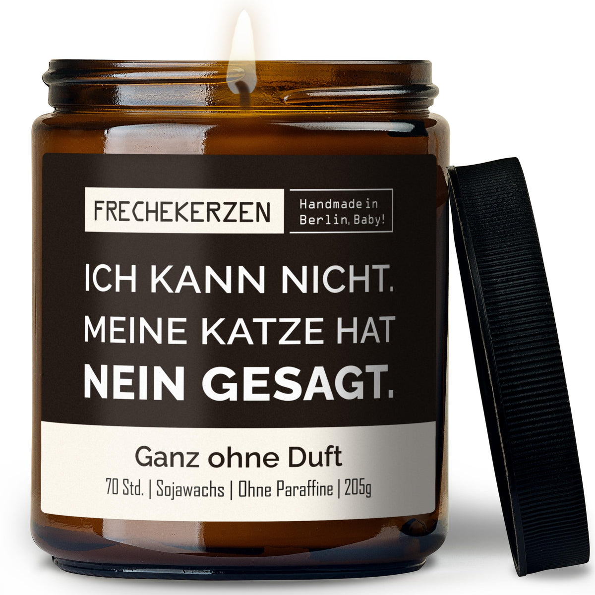 Kerze mit Spruch | ich kann nicht. meine katze hat nein gesagt.