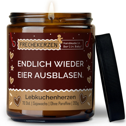 Duftkerze mit Spruch | endlich wieder eier ausblasen.