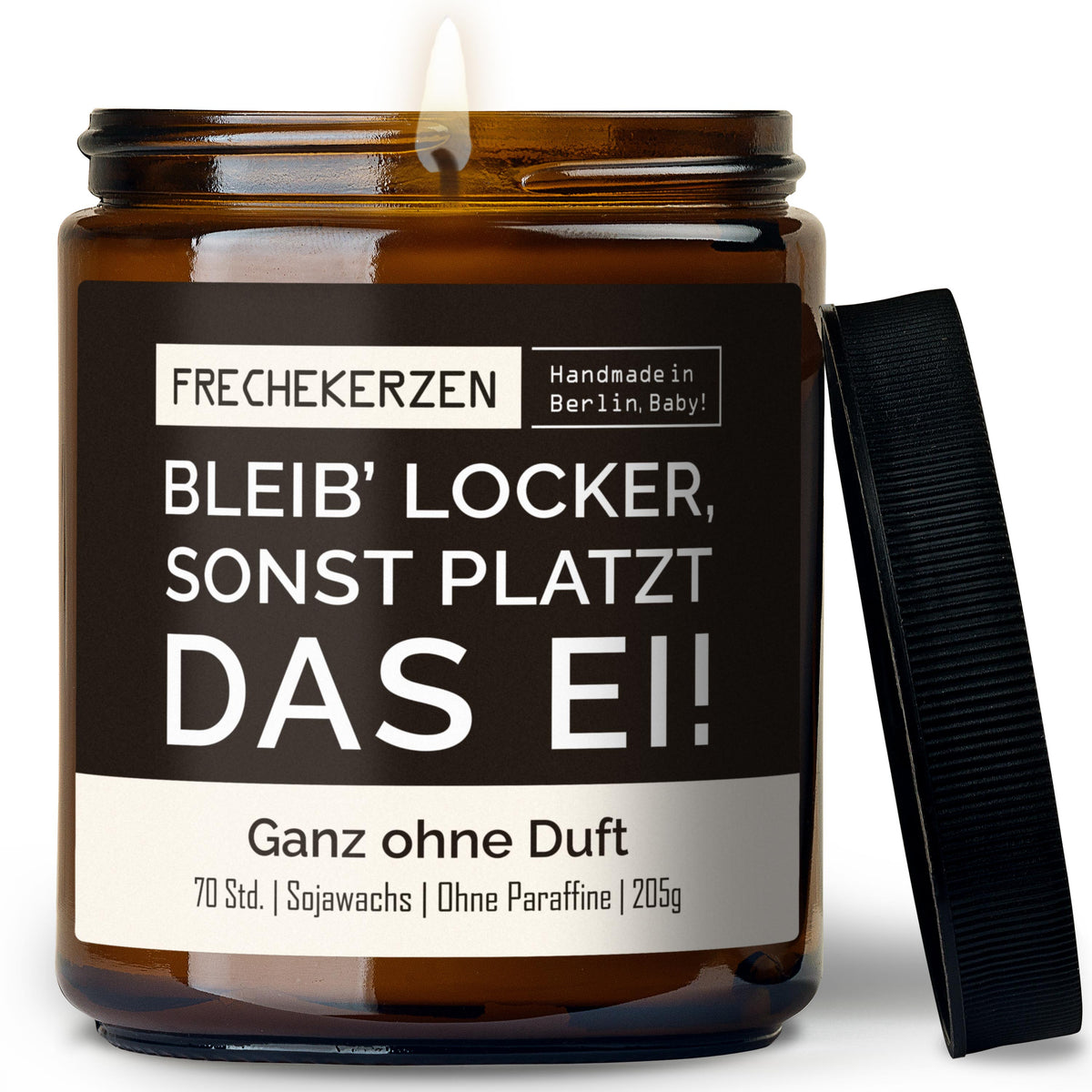 Kerze mit Spruch | bleib’ locker, sonst platzt das ei!