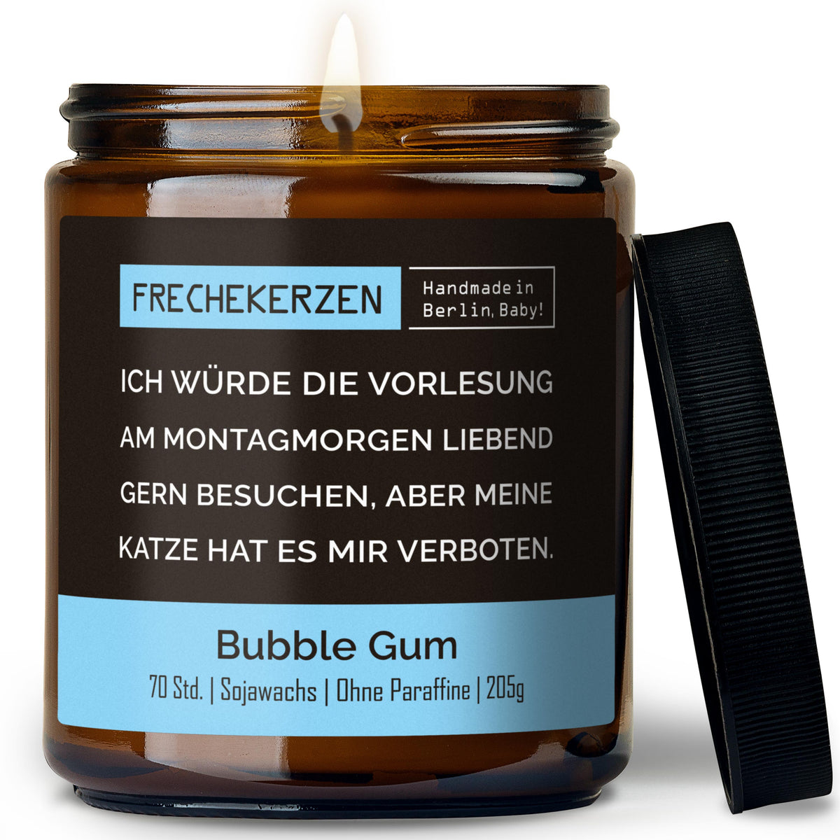 Geschenkkerze | ich würde die vorlesung am montagmorgen liebend gern besuchen, aber meine katze hat es mir verboten.
