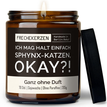 Kerze mit Spruch | ich mag halt einfach sphynx-katzen, okay?!