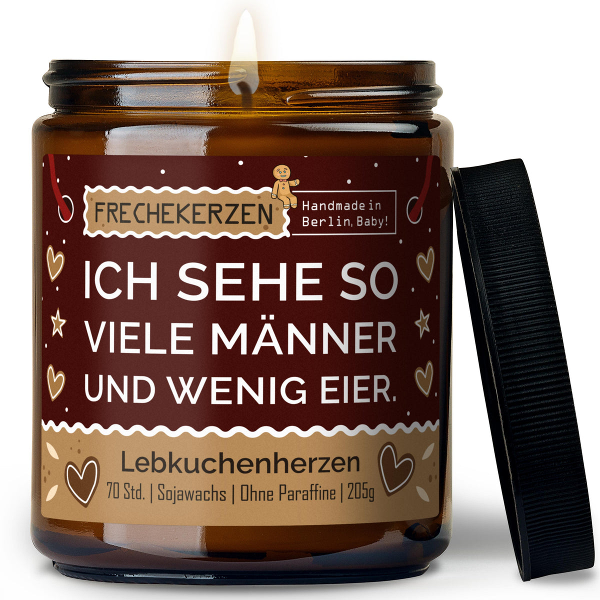 Kerze mit Deckel | ich sehe so viele männer und wenig eier.