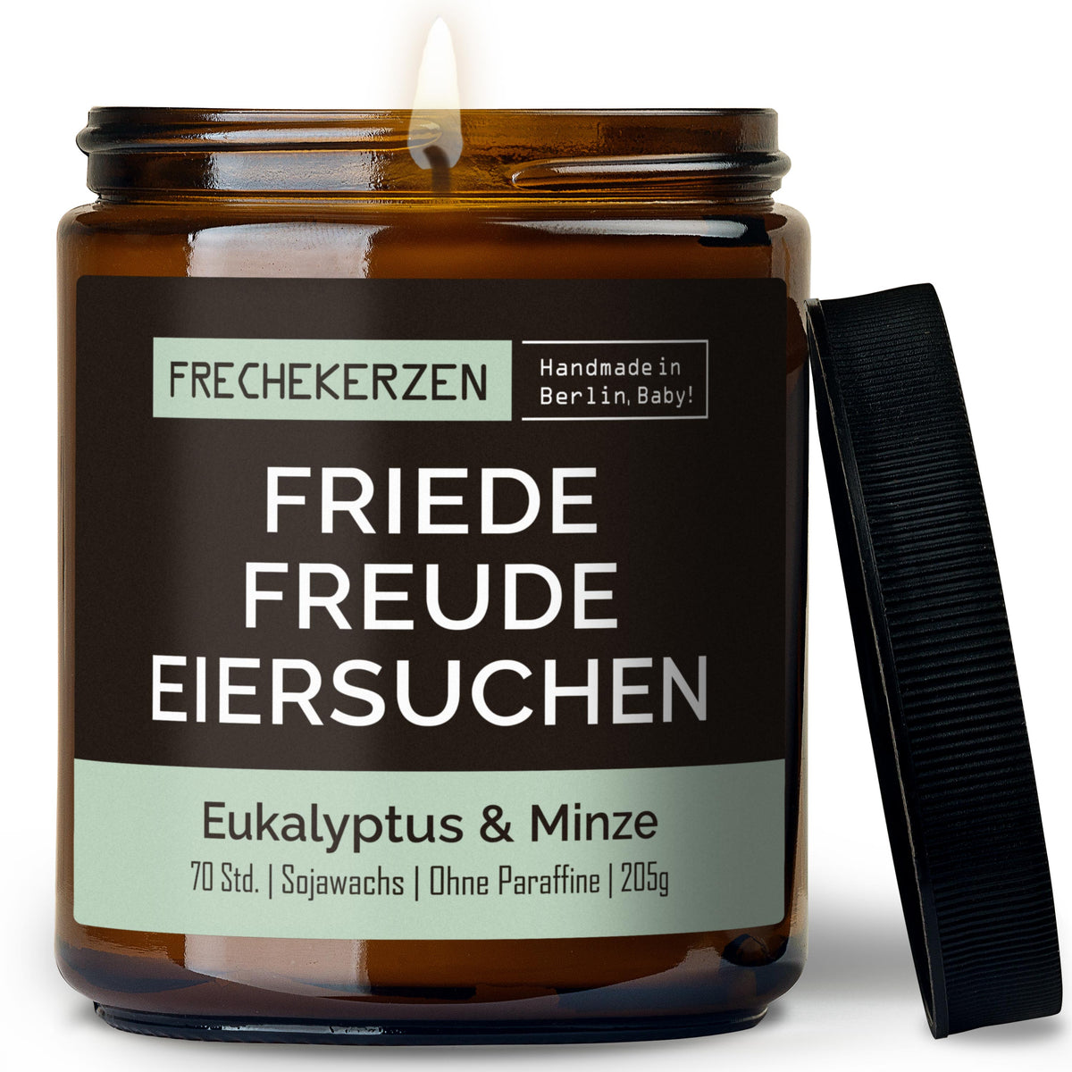 Duftkerze mit Spruch | friede freude eiersuchen