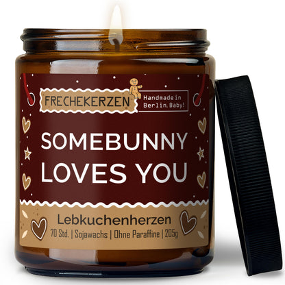 Kerze mit Spruch | somebunny loves you