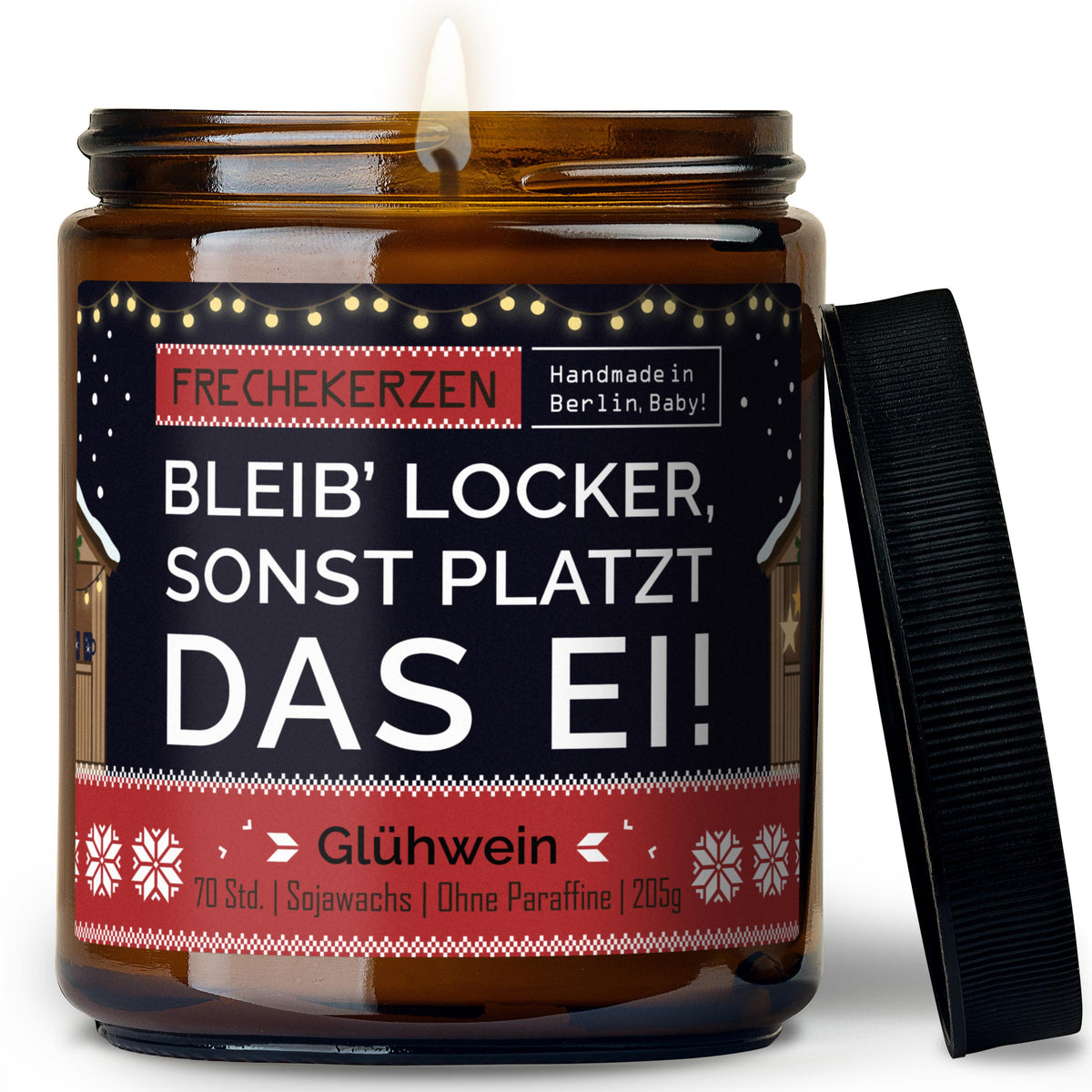 Kerze mit Spruch | bleib’ locker, sonst platzt das ei!