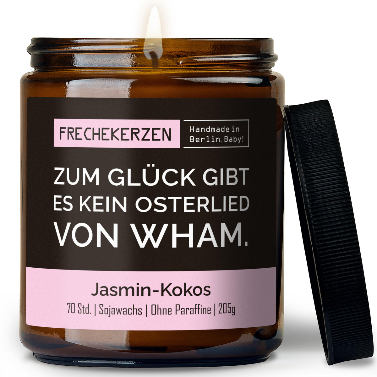 Kerze mit Spruch | zum glück gibt es kein osterlied von wham.