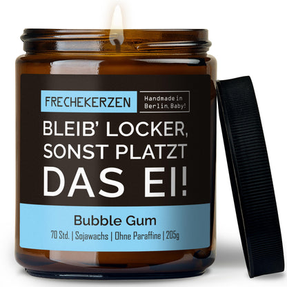 Kerze mit Spruch | bleib’ locker, sonst platzt das ei!