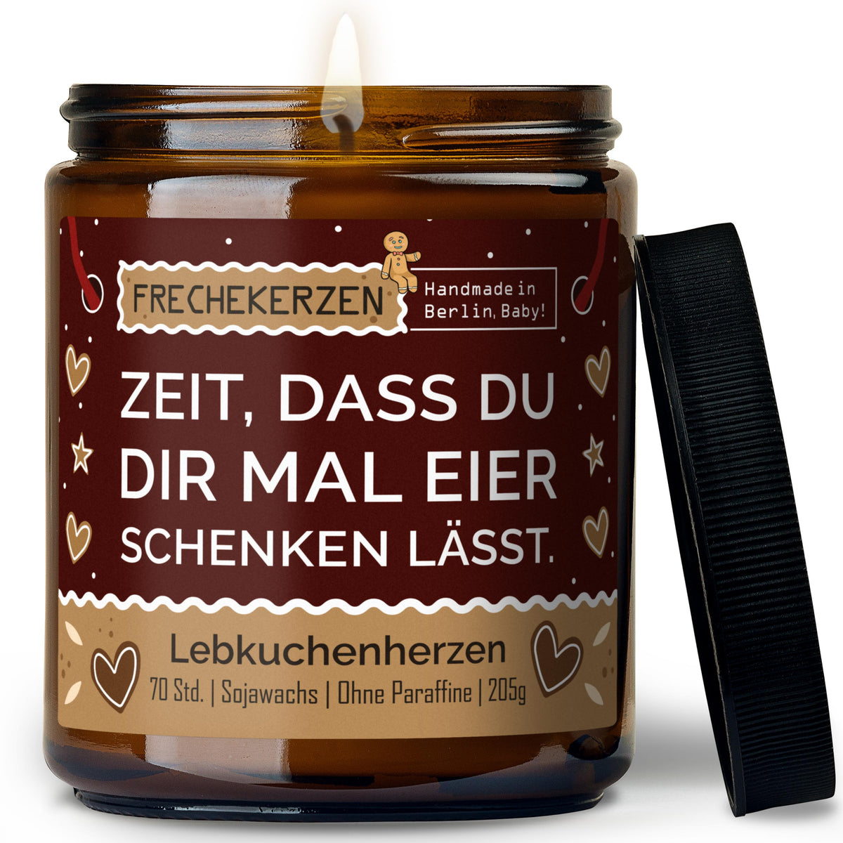 Kerze mit Spruch | zeit, dass du dir mal eier schenken lässt.
