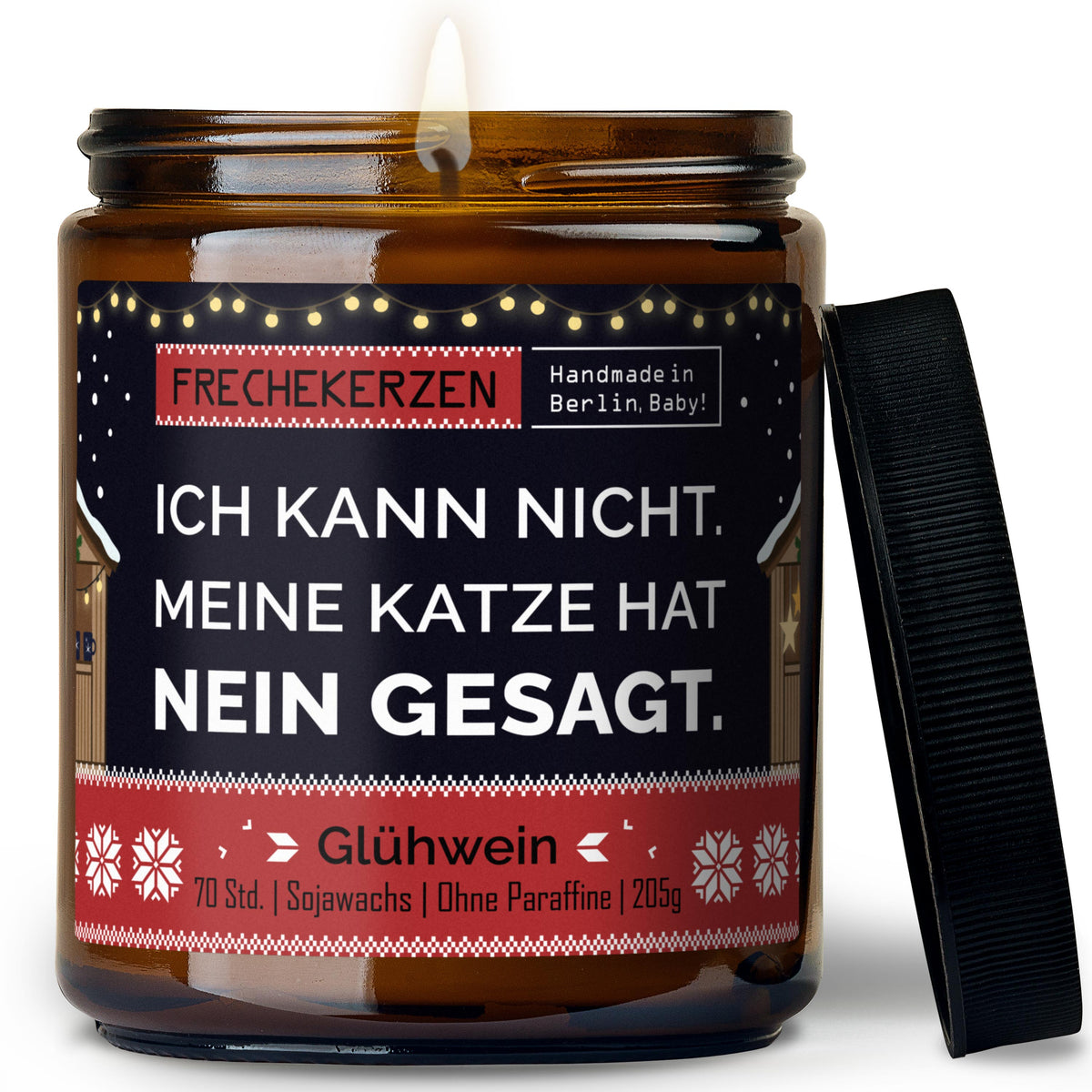 Kerze mit Spruch | ich kann nicht. meine katze hat nein gesagt.