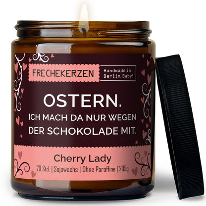 Kerze mit Spruch | ostern. ich mach da nur wegen der schokolade mit.