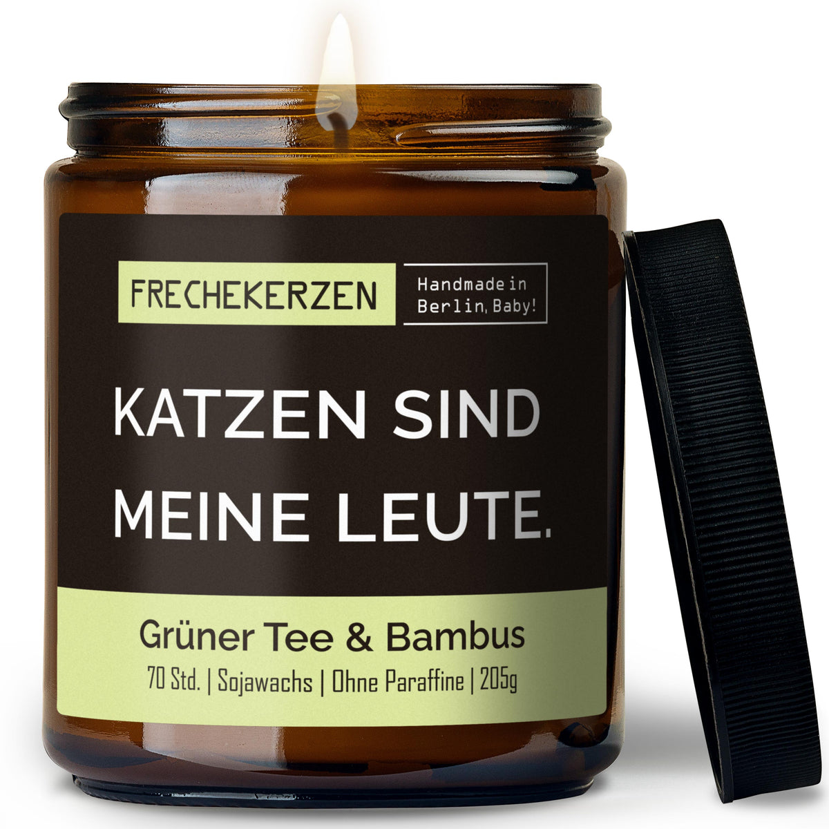 Kerze mit Spruch | katzen sind meine leute.