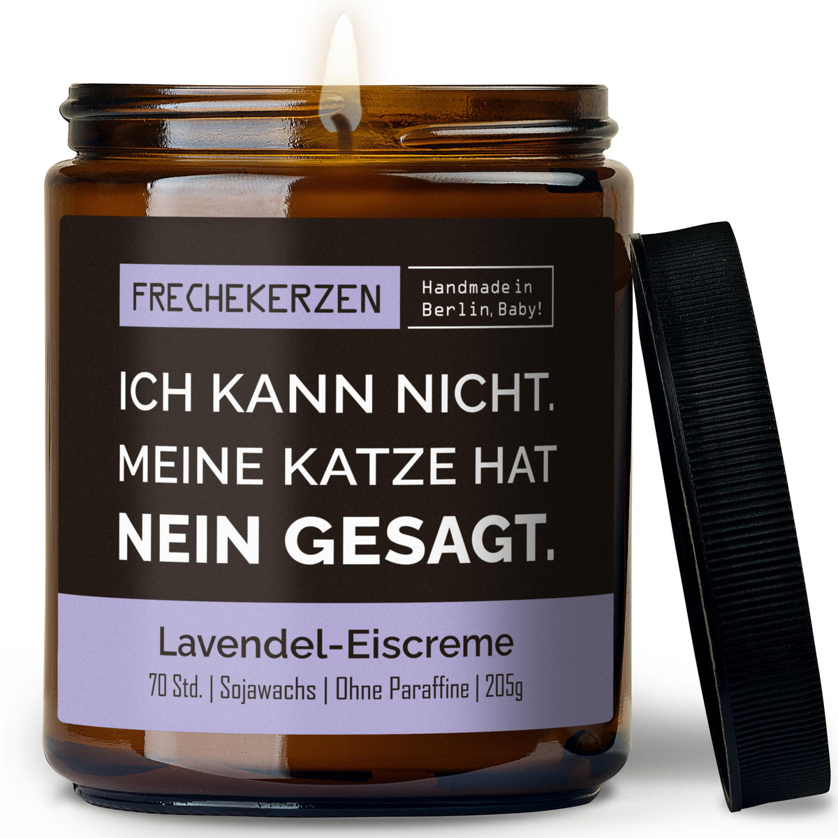Kerze mit Spruch | ich kann nicht. meine katze hat nein gesagt.
