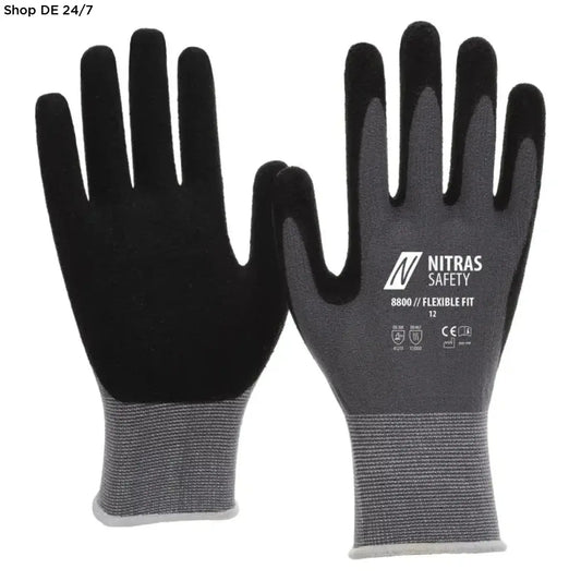 Montagehandschuhe mit nitril schaumbeschichtung in schwarz und grau für zuverlässigen schutz deutsche qualität