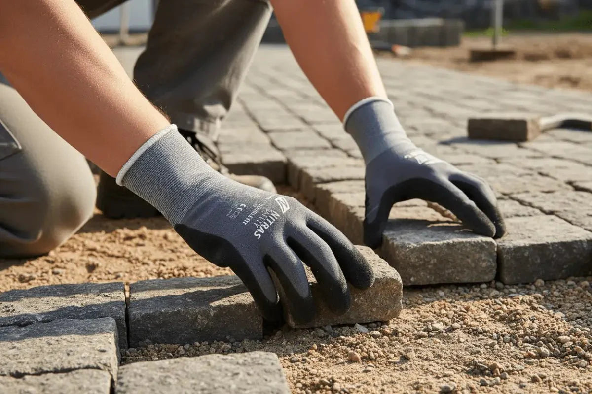 Montagehandschuhe mit nitril schaumbeschichtung in grau und schwarz für zuverlässigen schutz und deutsche qualität