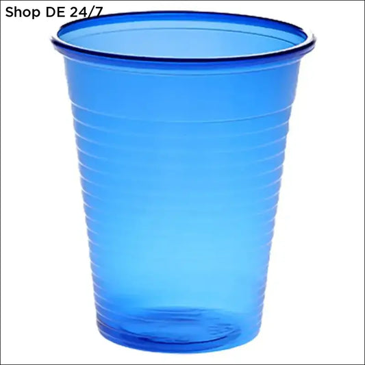 Transluzenter mundspülbecher königsblau aus kunststoff mit vertikalen rillen und praktische eleganz für den alltag