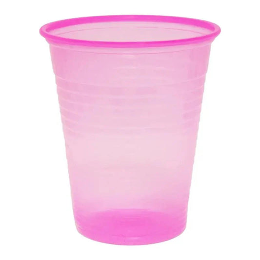 Ein mundspülbecher pink aus hochwertigem polypropylen mit lebhaftem magentarand von nitras mundspülbecher