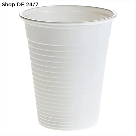 Weißes nitras mundspülbecher aus hochwertigem polypropylen mit geriffelter struktur und glattem rand für hygienischen alltagsgebrauch