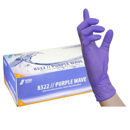 Nitril Einmalhandschuhe PURPLE WAVE: Perfekter Schutz mit Stil 1000 Stück - Shop DE 24/7NITRASXSLila1000 StückNITRAS PURPLE WAVE Perfekter Schutz mit Stil - Shop DE 24/7NITRASXSNITRAS PURPLE WAVE, Einmalhandschuhe aus Nitril, lila, EN ISO 374, Box à 100 Stück