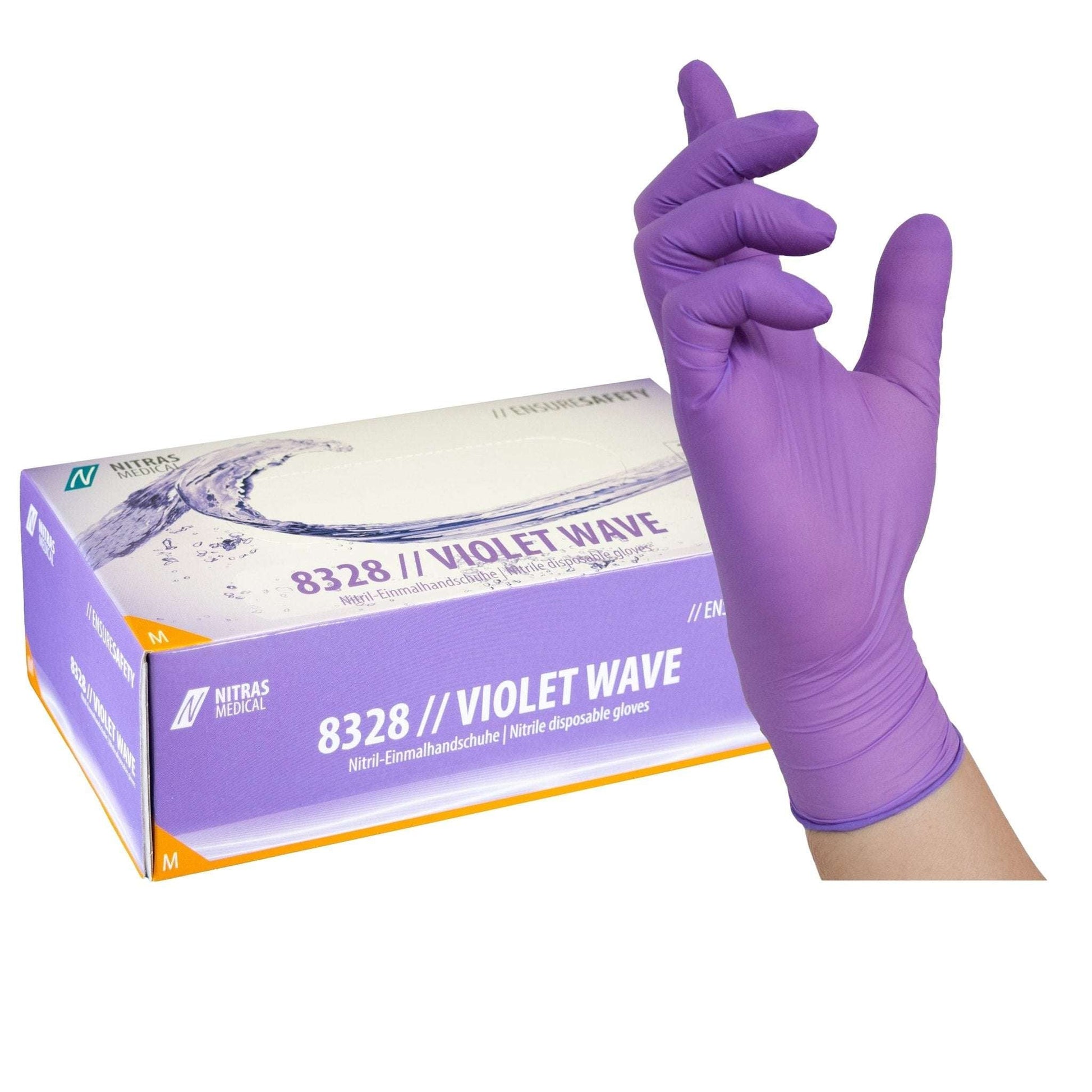 Nitril - Einmalhandschuhe VIOLET WAVE: Effizienter Schutz in lebendigem Lila - Shop DE 24/7NITRASXS1000 StückNITRAS VIOLET WAVE Nitril - Einmalhandschuhe: Effizienter Schutz in lebendigem Lila - Shop DE 24/7NITRASXSNITRAS VIOLET WAVE, Einmalhandschuhe aus Nitril, violett, EN ISO 374, Box à 100 Stück
